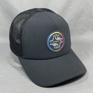 Quicksilver Snapback Hat Black Trucker Mesh Retro Outdoor Surfer Old School Mens
